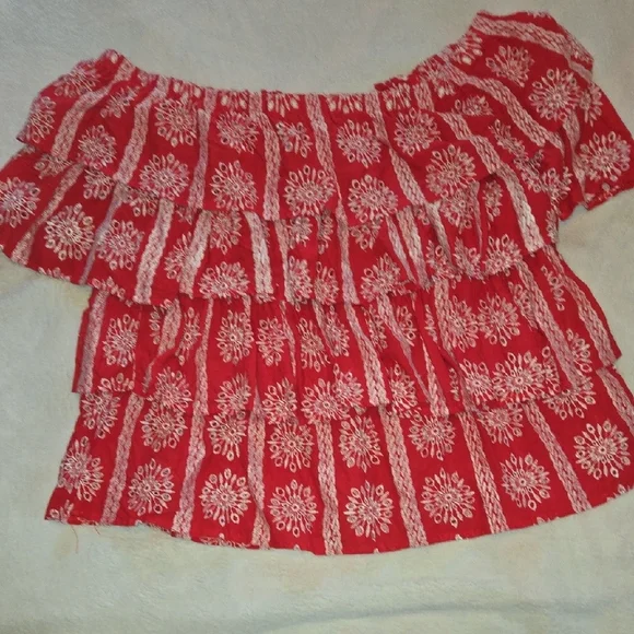 SEEN N BE SEEN 2X EMBROIDERED TIERED BLOUSE ROMANTIC WHIMSY FLORAL TOP SO GOOD!! - Picture 7 of 9